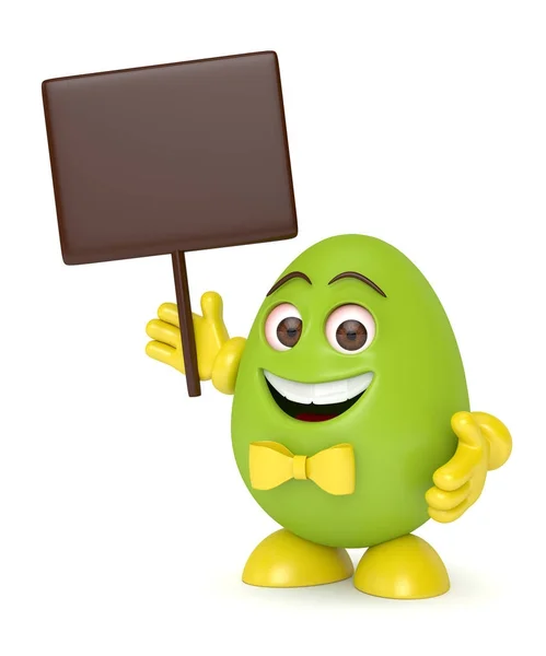3d render of Easter cartoon egg holding board — Stock Photo, Image