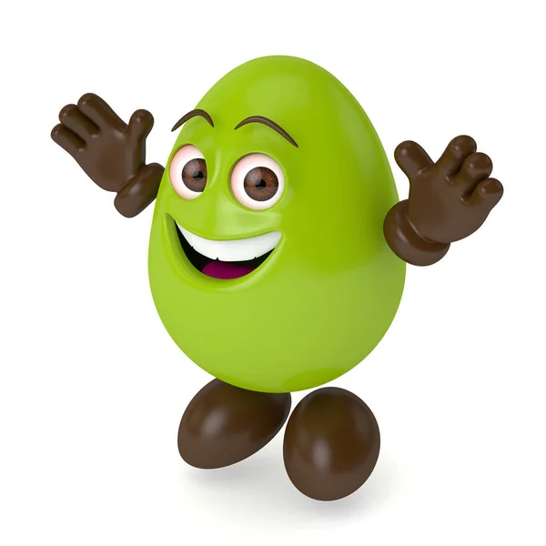 3d render of Easter cartoon egg jumping — Stock Photo, Image