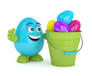 3D render Paskalya yumurta kova ile karikatür