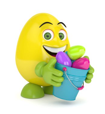 3D render Paskalya yumurta kova ile karikatür