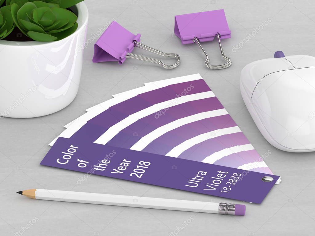 3d render of stationery with color palette guide