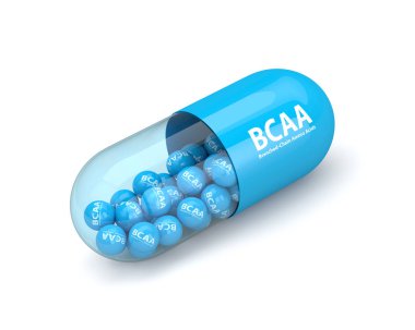 Bcaa hap granülleri üzerine beyaz ile 3D render