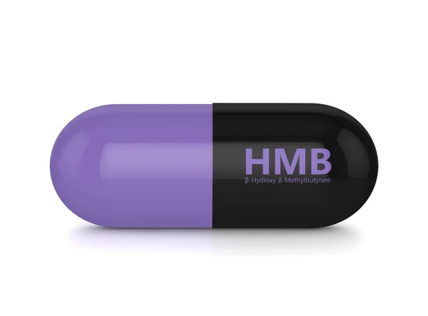 Renderização 3d da pílula HMB sobre branco — Fotografia de Stock