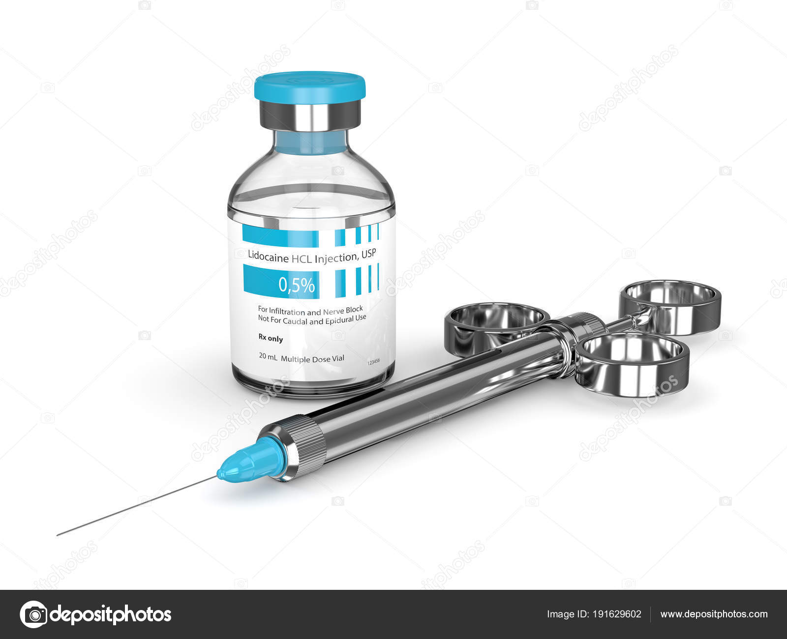 3d render of lidocaine glass vial with syringe Stock Photo by ©ayo888