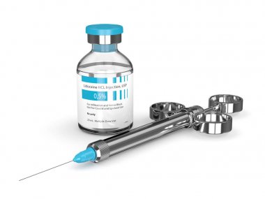 3d render of lidocaine glass vial with syringe clipart