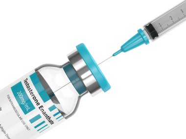 3d render of testosterone enanthate vial with syringe clipart