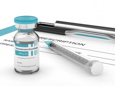 3d render of testosterone enanthate vial with syringe clipart