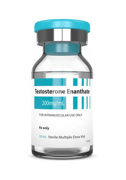 Testosteron enanthate şişe beyaz üzerinde 3D render — Stok fotoğraf