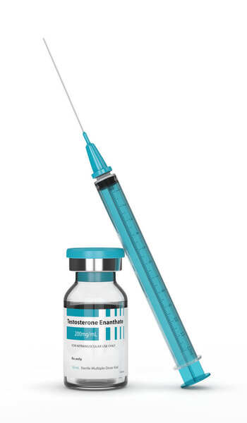 3d рендеринг энантата тестостерона флакона со шприцем
