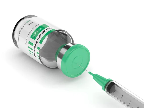 3d render of testosterone propionate with syringe