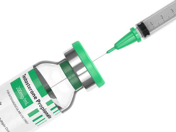 3d render of testosterone propionate with syringe — Stock Photo, Image