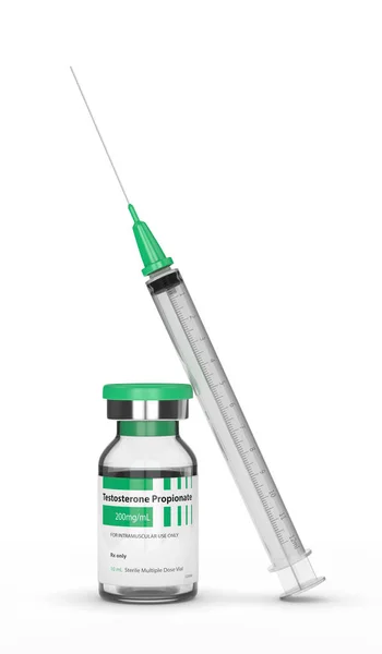 3d render of testosterone propionate with syringe — Stock Photo, Image