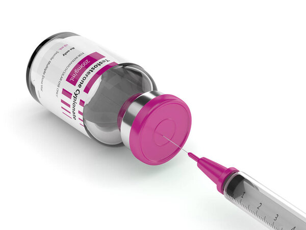 3D рендеринг ципионата тестостерона со шприцем
