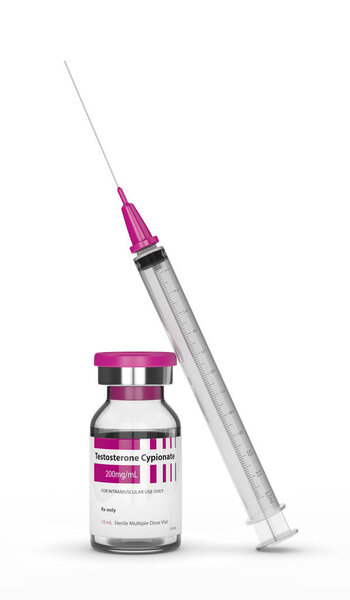 3D рендеринг ципионата тестостерона со шприцем
