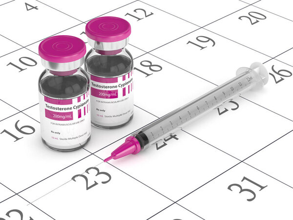 3D рендеринг ципионата тестостерона со шприцем
