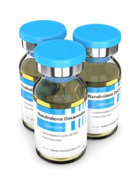 3D render nandrolone decanoate şişeleri