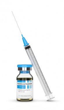 nandrolone decanoate şişe şırınga ile 3D render