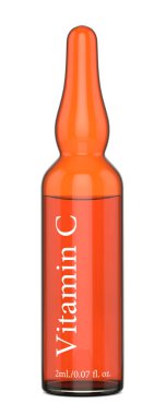 Beyaz üzerinde C vitamini ampulü 3D oluşturma