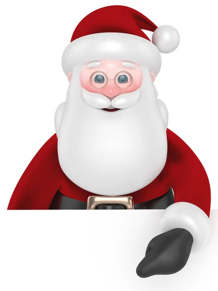 3D renderizado de Santa Claus apuntando en la cartelera —  Fotos de Stock
