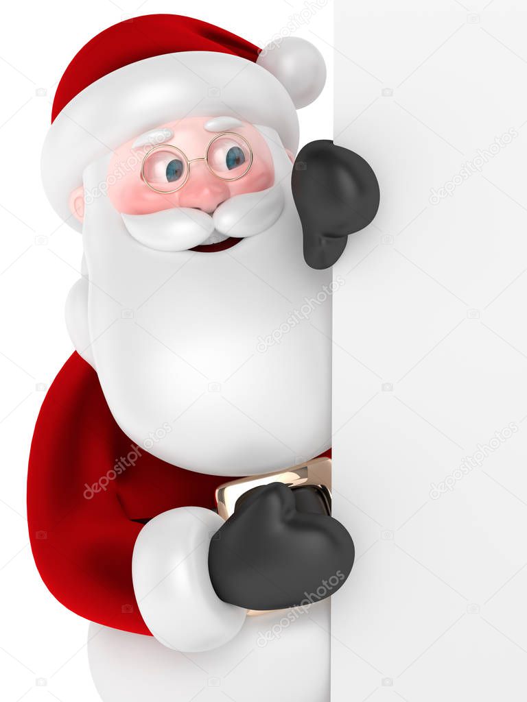 3d render of Santa Claus with billboard
