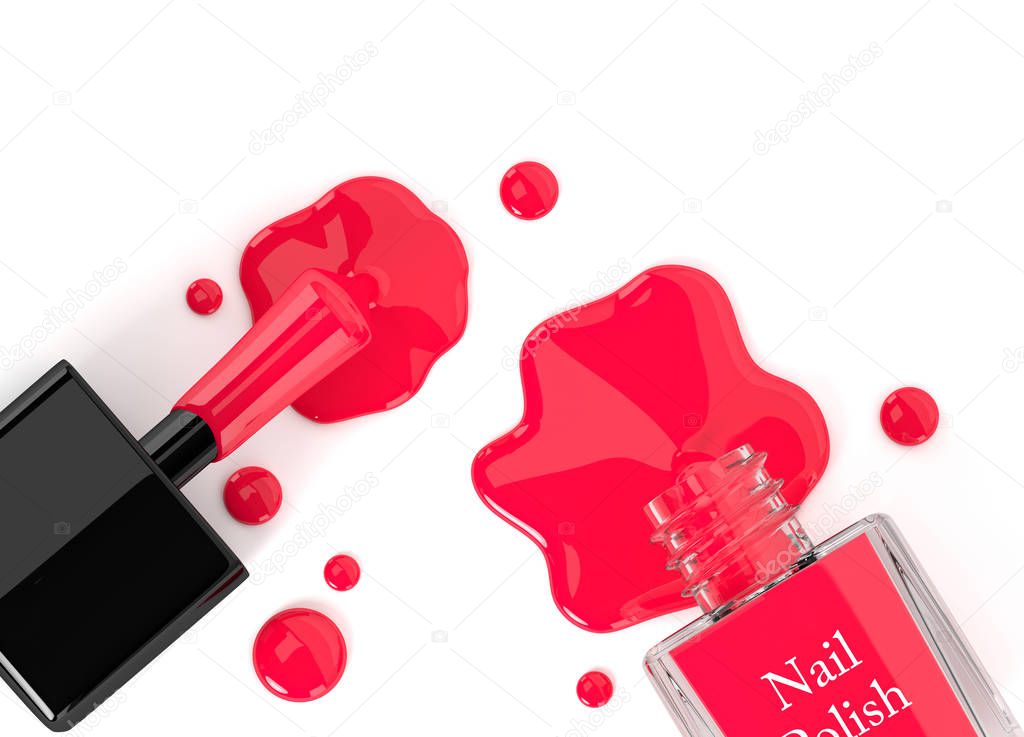 3d render of poured nail polish over white