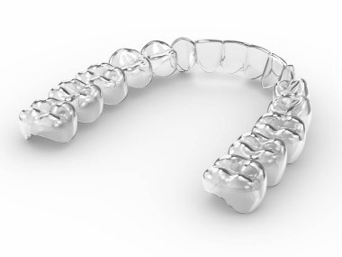 3d render of invisalign removable and invisible retainer over light background clipart