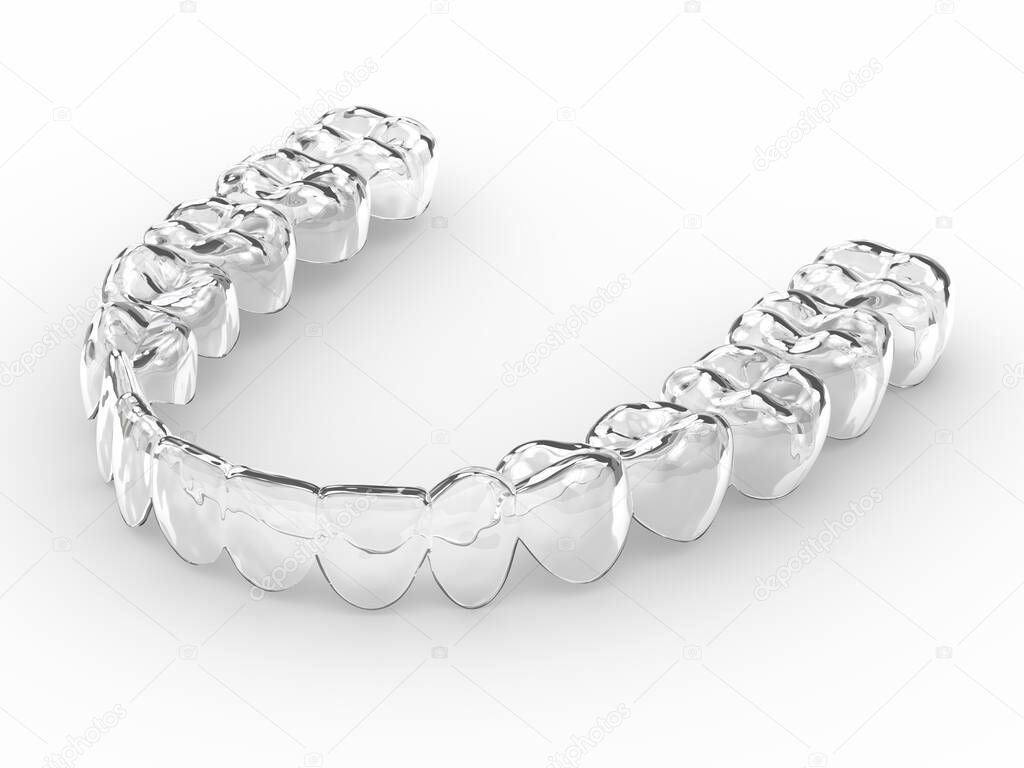 3d render of invisalign removable and invisible retainer over white background