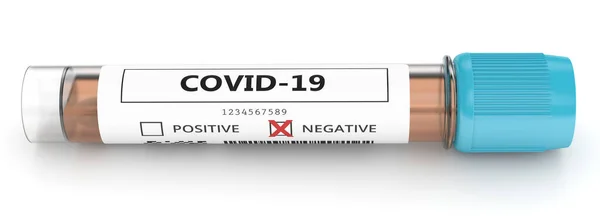 Återgivning Covid Negativ Nasal Svabb Laboratorietest Över Vit Bakgrund — Stockfoto