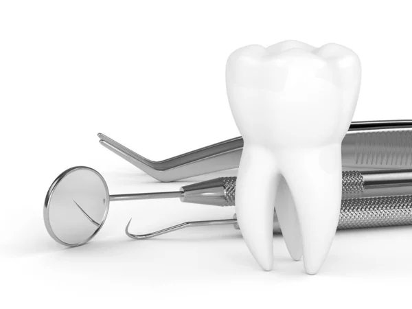 Vykreslení Zubních Zubních Diagnostických Přístrojů Bílém Pozadí — Stock fotografie