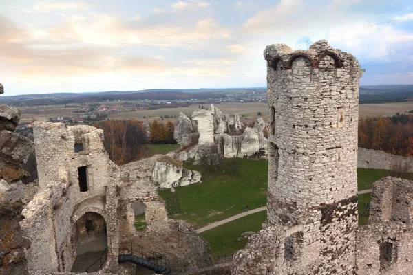 Beyaz Kalesine Ogrodzieniec Polonya Yapılan — Stok fotoğraf