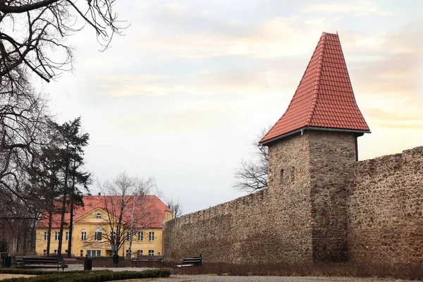 Verteidigung Stadtmauer Und Turm Swiebodzice Poland — Stockfoto