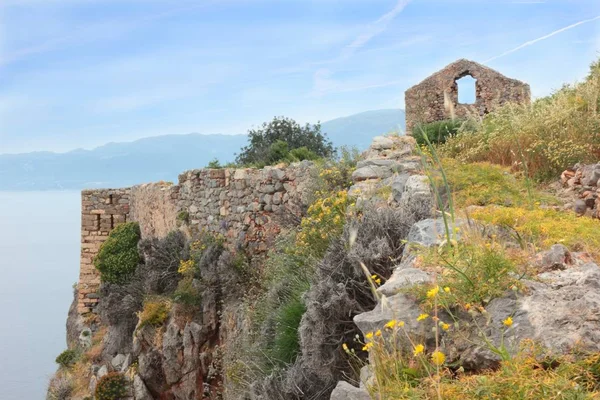 Ruinas Antigua Ciudad Griega Monemvasia Costa — Foto de Stock