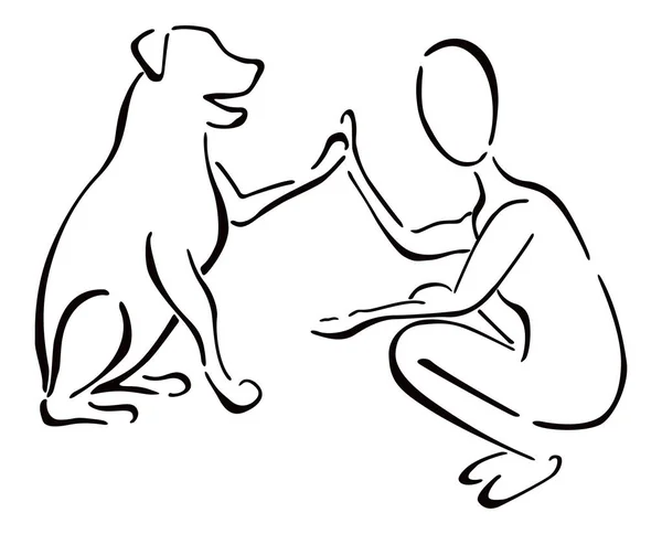 Человек Собака Друзья — стоковый вектор