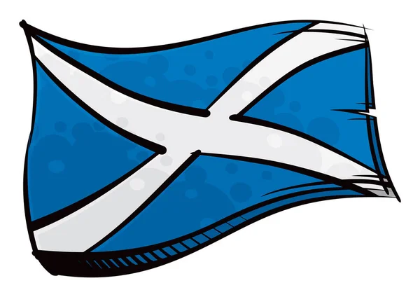Bemalte Schottland Flagge Weht Wind — Stockvektor
