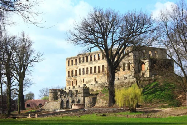 Ruïnes Van Het Oude Kasteel Wlosien Woiwodschap Neder Silezië Polen — Stockfoto