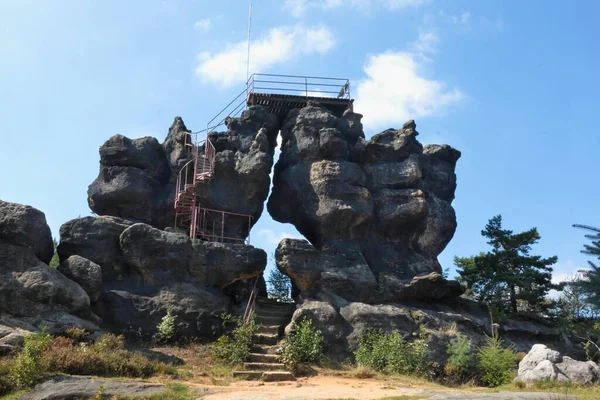 Rock Gate Top Hill Topfer Oybin Germany — Stock Photo, Image