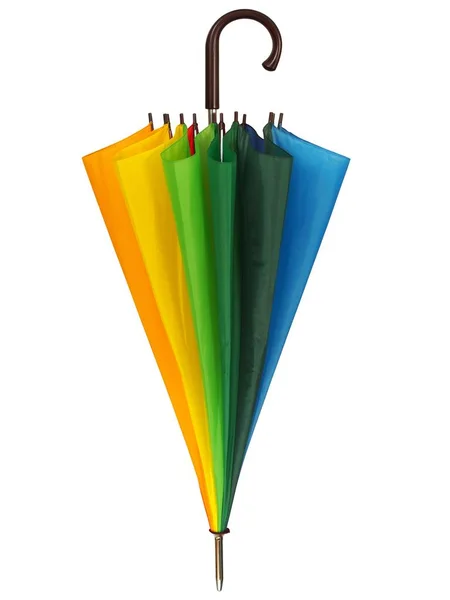 Guarda-chuva arco-íris em branco — Fotografia de Stock