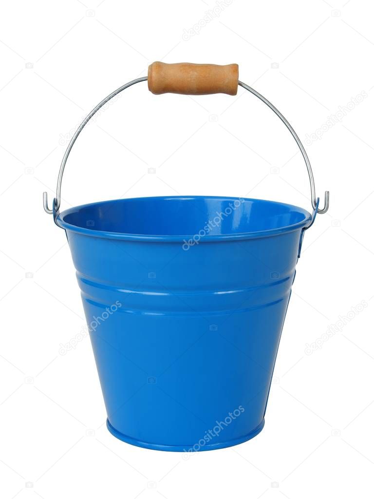 Blue bucket on white