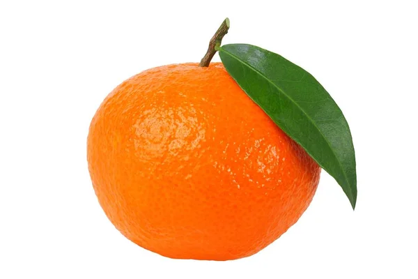 Mandarin orange with leaf — Stock Photo, Image