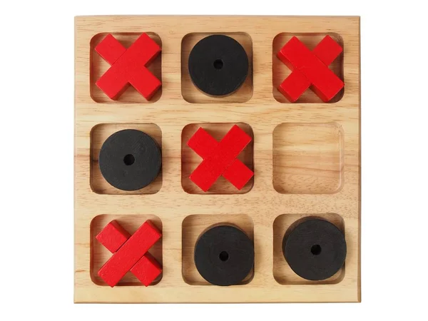 Houten tic-tac-toe op wit — Stockfoto