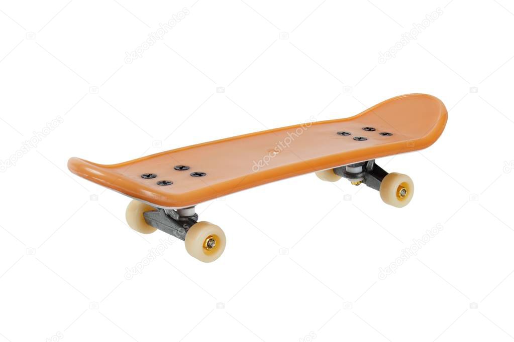 Mini skateboard on white