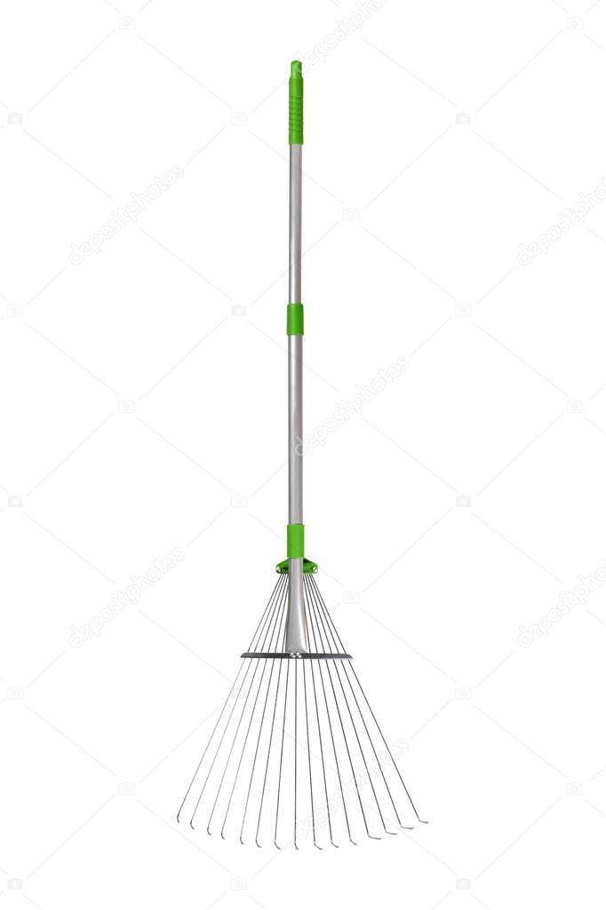 Lawn rake on white