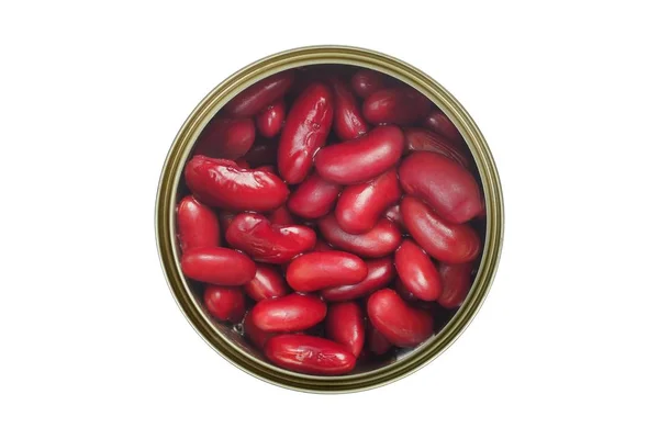 Rote Bohnen in Dosen auf weißem — Stockfoto