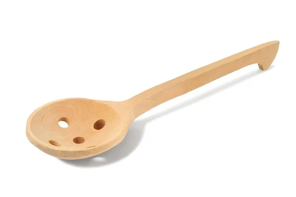 Wooden colander spoon — Stock Photo, Image