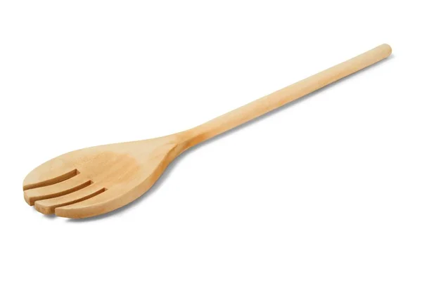 Wooden fork on white — Stock Photo, Image