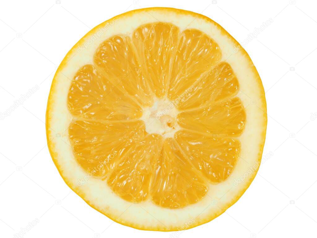 Lemon slice on white