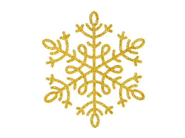 Gold Christmas snowflake on white — Stock Photo, Image