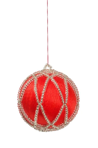 Red Christmas bauble on white — Stock Photo, Image