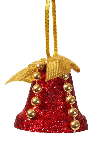 Christmas decoration, red bell on white — Stock Photo, Image