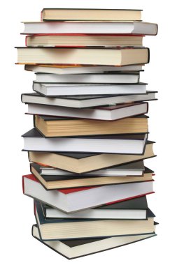 Beyaz arka plan üzerinde izole kitap'ın yüksek yığını
